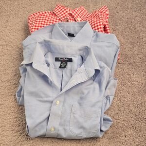Brooks Brothers Light Blue and Red Checkered Men's Shirts